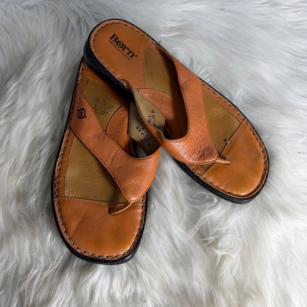 Born Handcrafted‎ Leather Thong Sandals Ginger Tan W21137 Womens 9 40.5